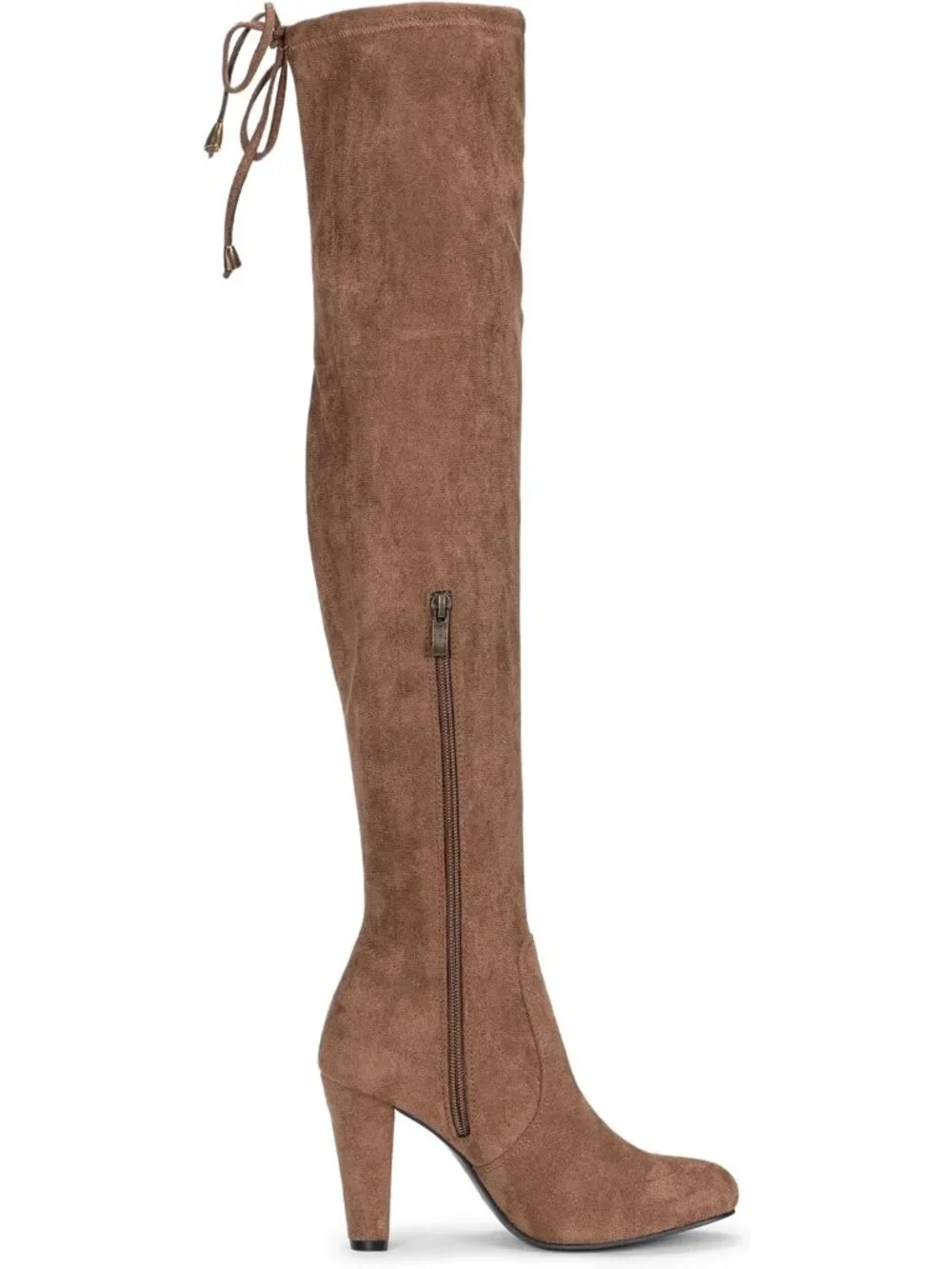 Women's Mocha Coffee Brown Closed Round Toe Block Heel Over The Knee High Boots